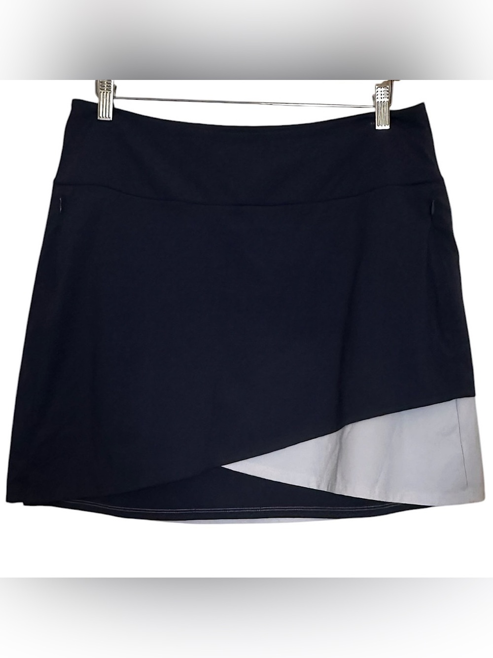 Kinona Wrap It Up Golf Skort Navy Blue White Women’s Size L Skirt Stretch